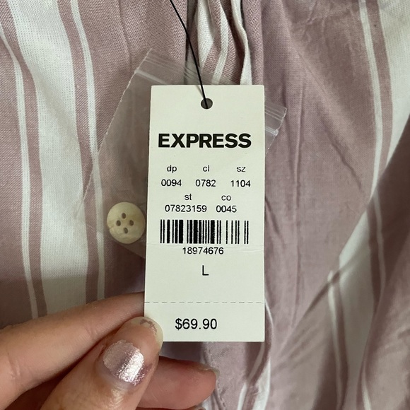 NWT Express Striped Off The Shoulder Tie Front Midi Dress - Picture 3 of 5
